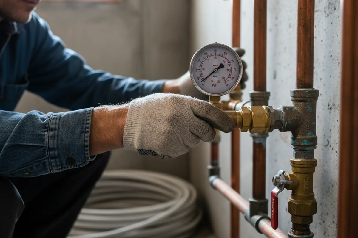 Pressure testing a repaired line during Water Line Repair in Lavalette